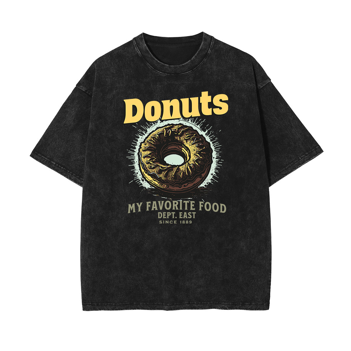 Stone Wash Playful Cartoon Graphic Tee