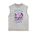 Frayed Edge Playful Cartoon Graphic Tank