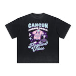 Thick Faded Playful Cartoon Graphic Tee