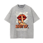 Washed Playful Cartoon Graphic Cotton Tee