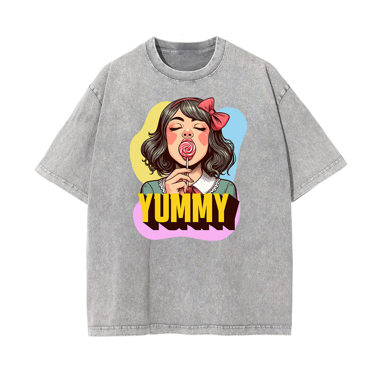 Washed Playful Cartoon Graphic Cotton Tee