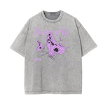 Stone Wash Butterfly Pattern T Shirt