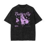 Washed Butterfly Graphic Cotton Tee