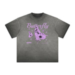 Thick Faded Butterfly Graphic T Shirt