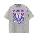 Stone Wash Butterfly Pattern T Shirt