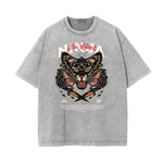 Stone Wash Butterfly Pattern T Shirt