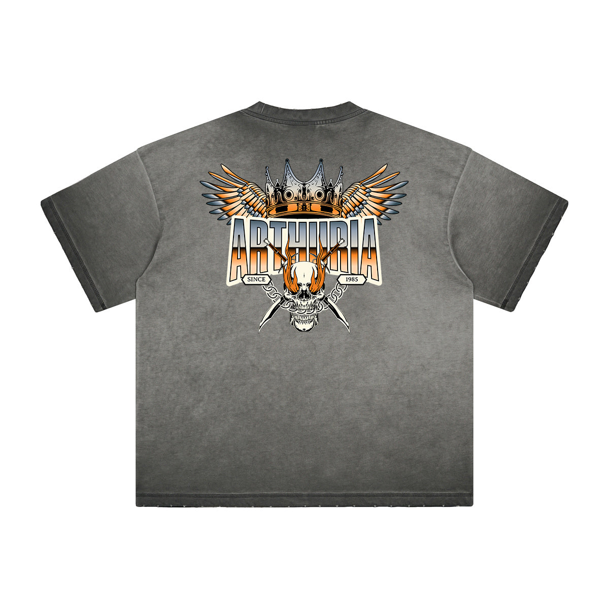 Vintage Frayed Winged Monster Pattern Tee