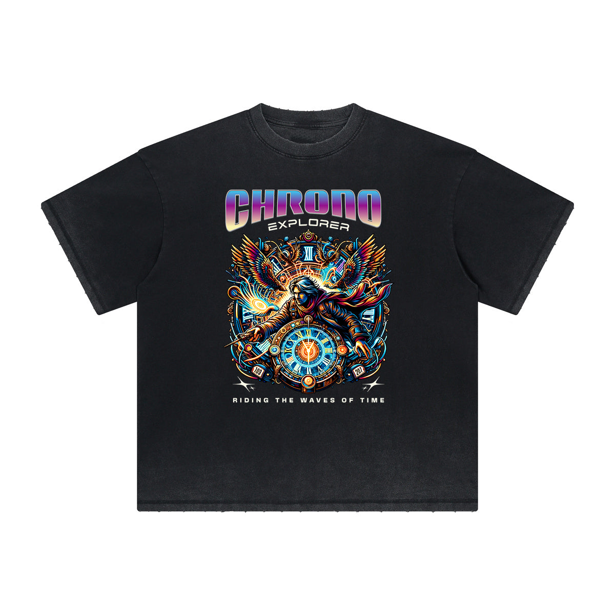 Thick Faded Winged Monster Graphic T Shirt