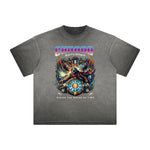 Vintage Frayed Winged Monster Pattern Tee