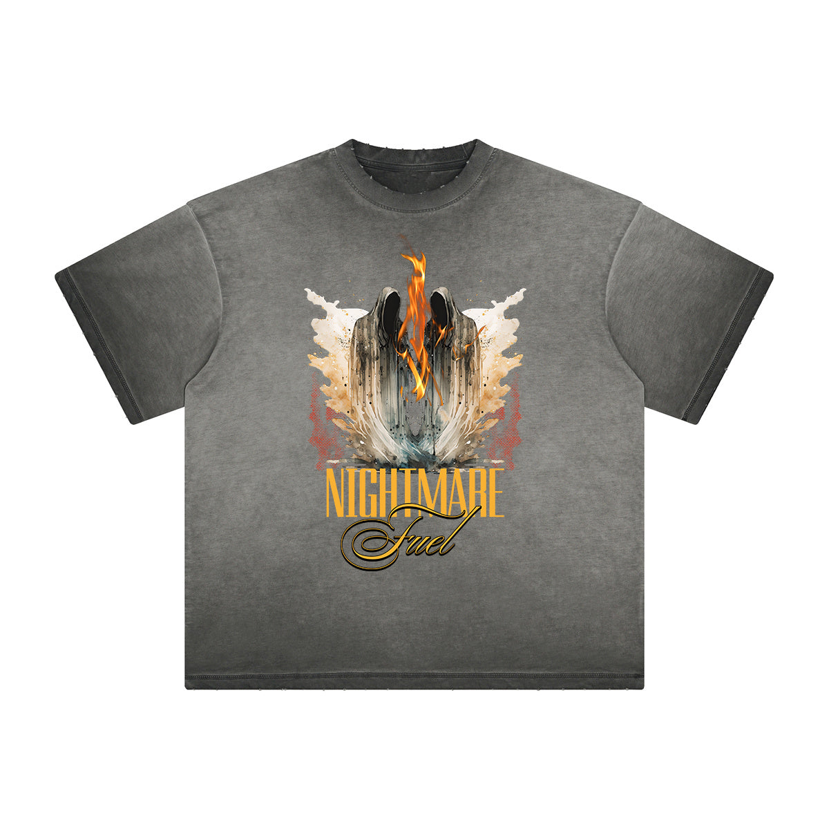 Vintage Frayed Winged Monster Pattern Tee