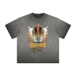 Vintage Frayed Winged Monster Pattern Tee
