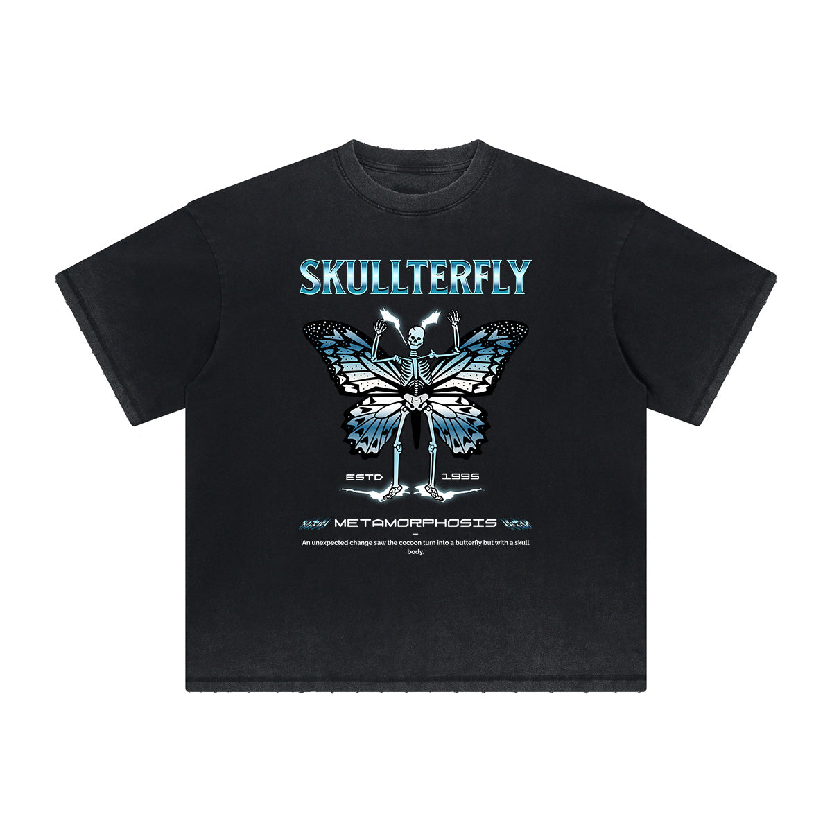 Thick Faded Winged Monster Graphic T Shirt