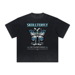 Thick Faded Winged Monster Graphic T Shirt
