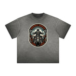 Vintage Frayed Winged Monster Pattern Tee