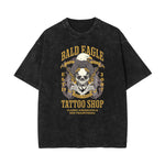 Stone Wash Winged Monster Pattern T Shirt