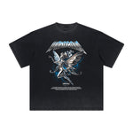 Thick Faded Winged Monster Graphic T Shirt