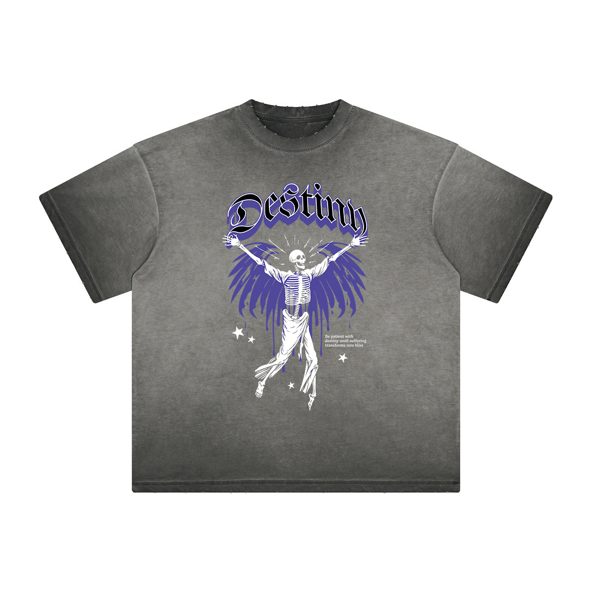 Vintage Frayed Winged Monster Pattern Tee