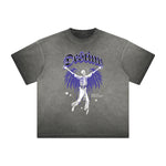 Vintage Frayed Winged Monster Pattern Tee