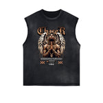 Frayed Edge Winged Monster Graphic Tank Top
