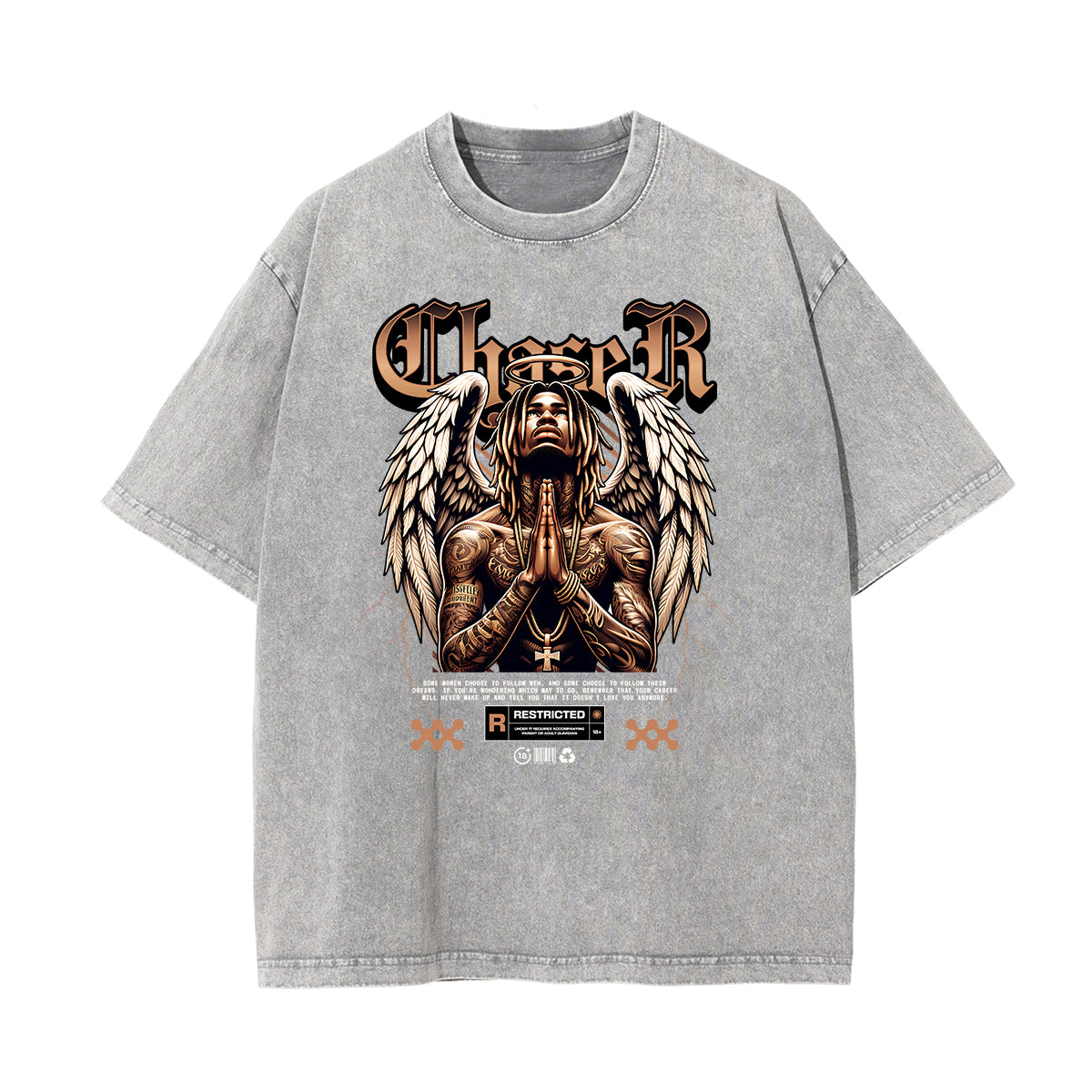 Washed Winged Monster Graphic Cotton Tee