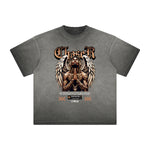 Vintage Frayed Winged Monster Pattern Tee