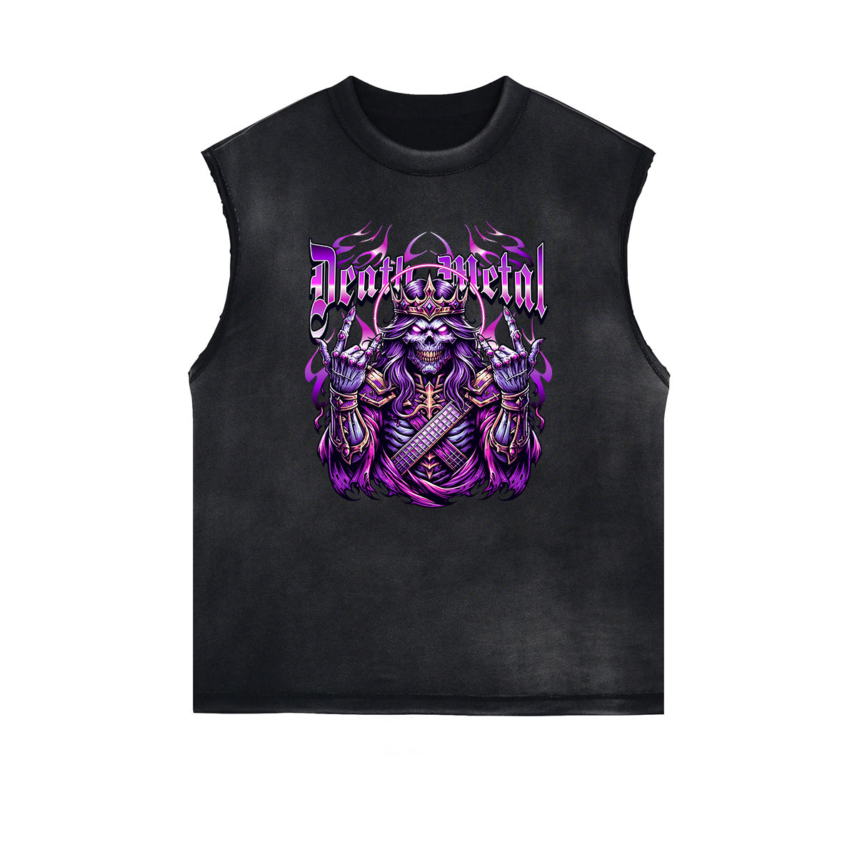 Distressed Sleeveless King Graphic Tee