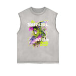 Frayed-Hem Street Art Graffiti Tank Top