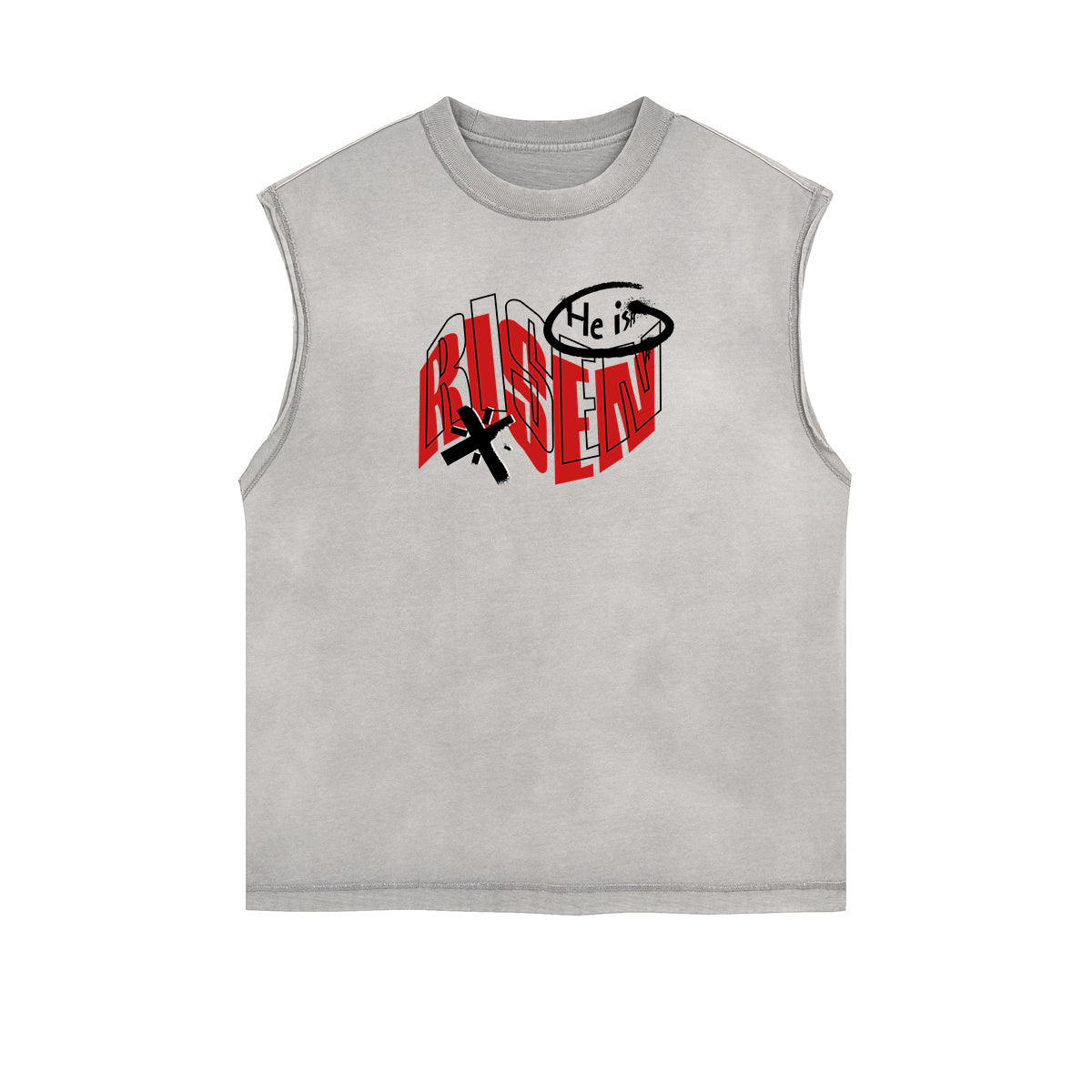 Frayed-Hem Street Art Graffiti Tank Top