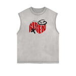 Frayed-Hem Street Art Graffiti Tank Top
