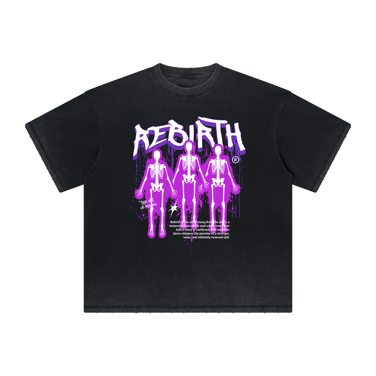 Vintage-Washed Frayed-Hem Graffiti Tee