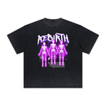 Vintage-Washed Frayed-Hem Graffiti Tee