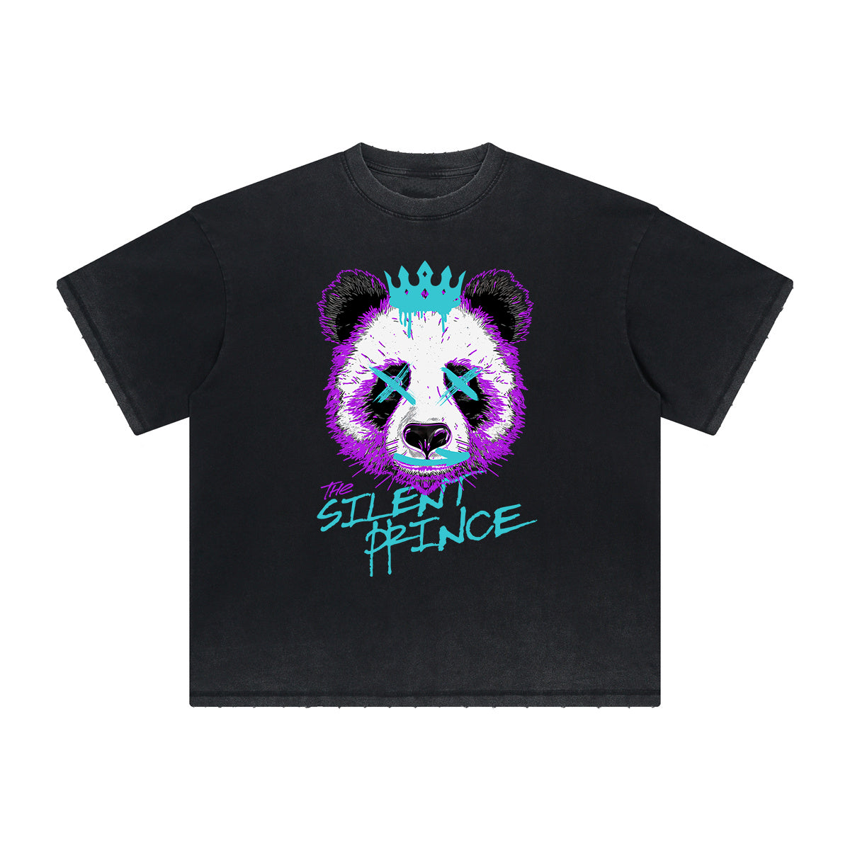 Vintage-Washed Frayed-Hem Graffiti Tee