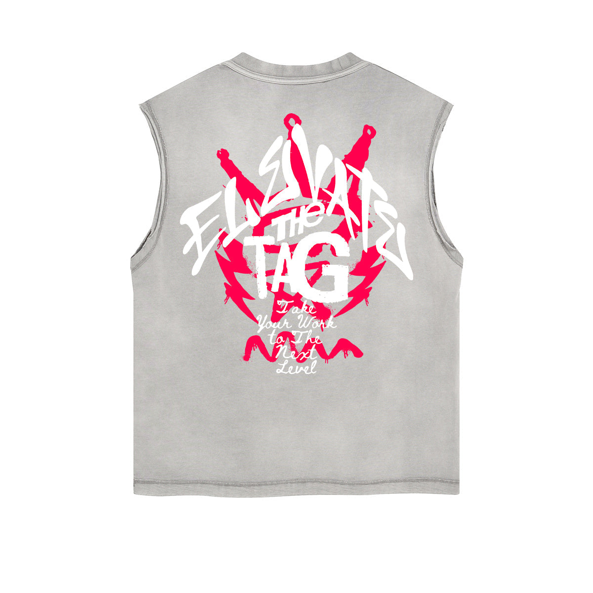 Frayed-Hem Street Art Graffiti Tank Top