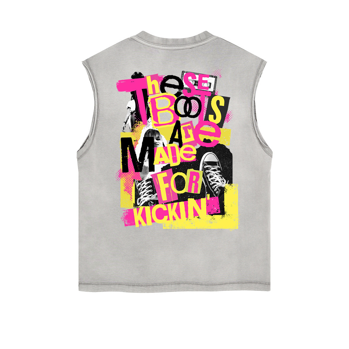 Frayed-Hem Street Art Graffiti Tank Top