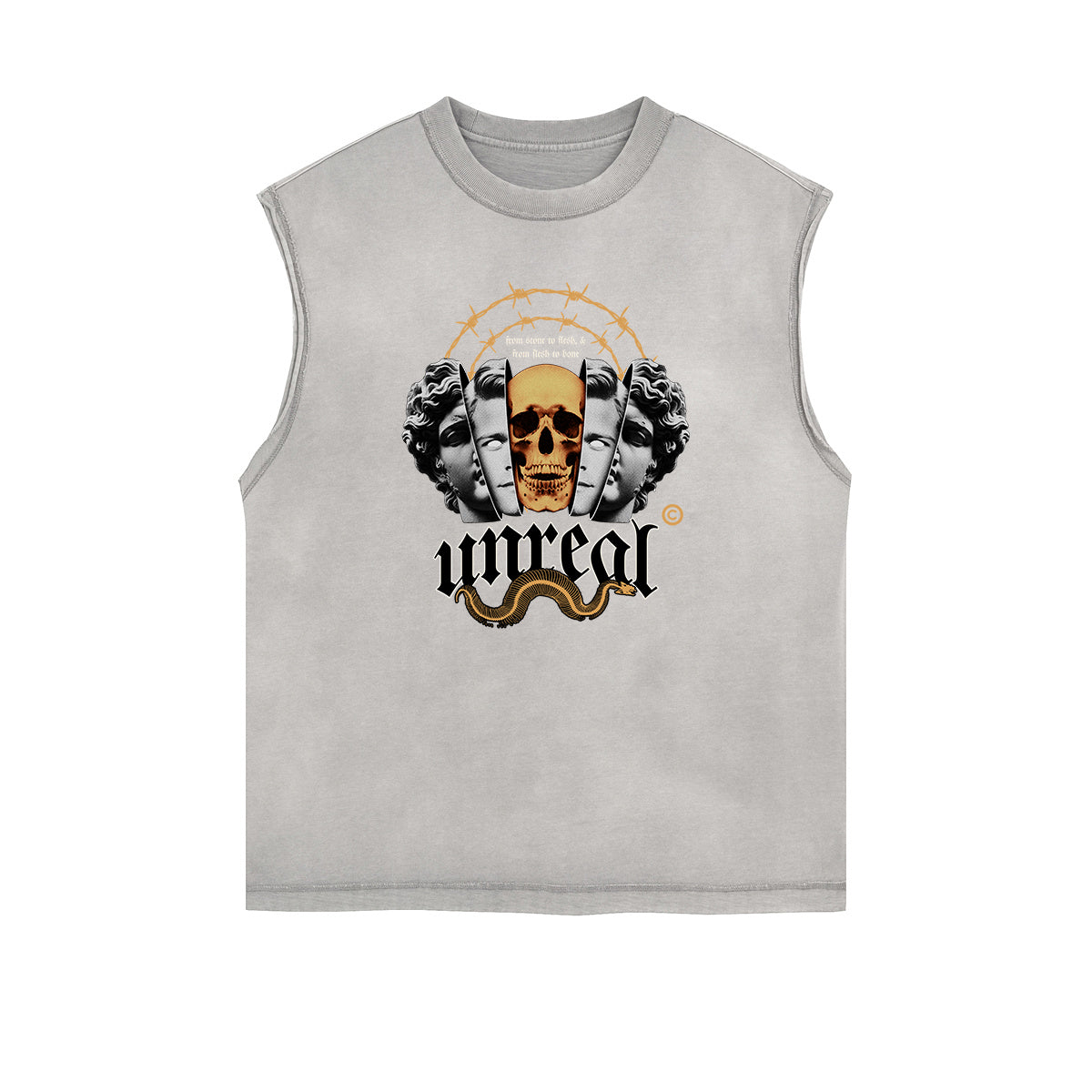 Frayed Edge Abstract Graphic Tank Top