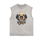 Frayed Edge Abstract Graphic Tank Top