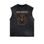 Distressed Sleeveless Abstract Graphic Tee