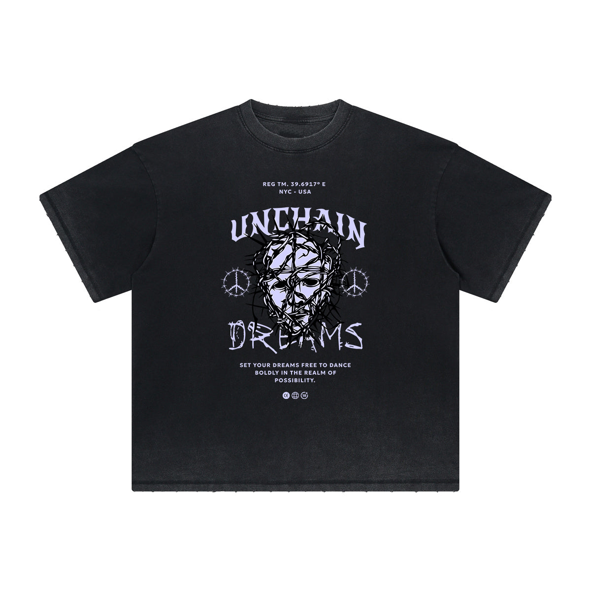 Thick Faded Mask Graphic T Shirt