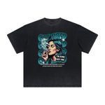 Thick Faded Mask Graphic T Shirt