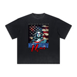 Vintage Frayed American Skull Pattern Tee