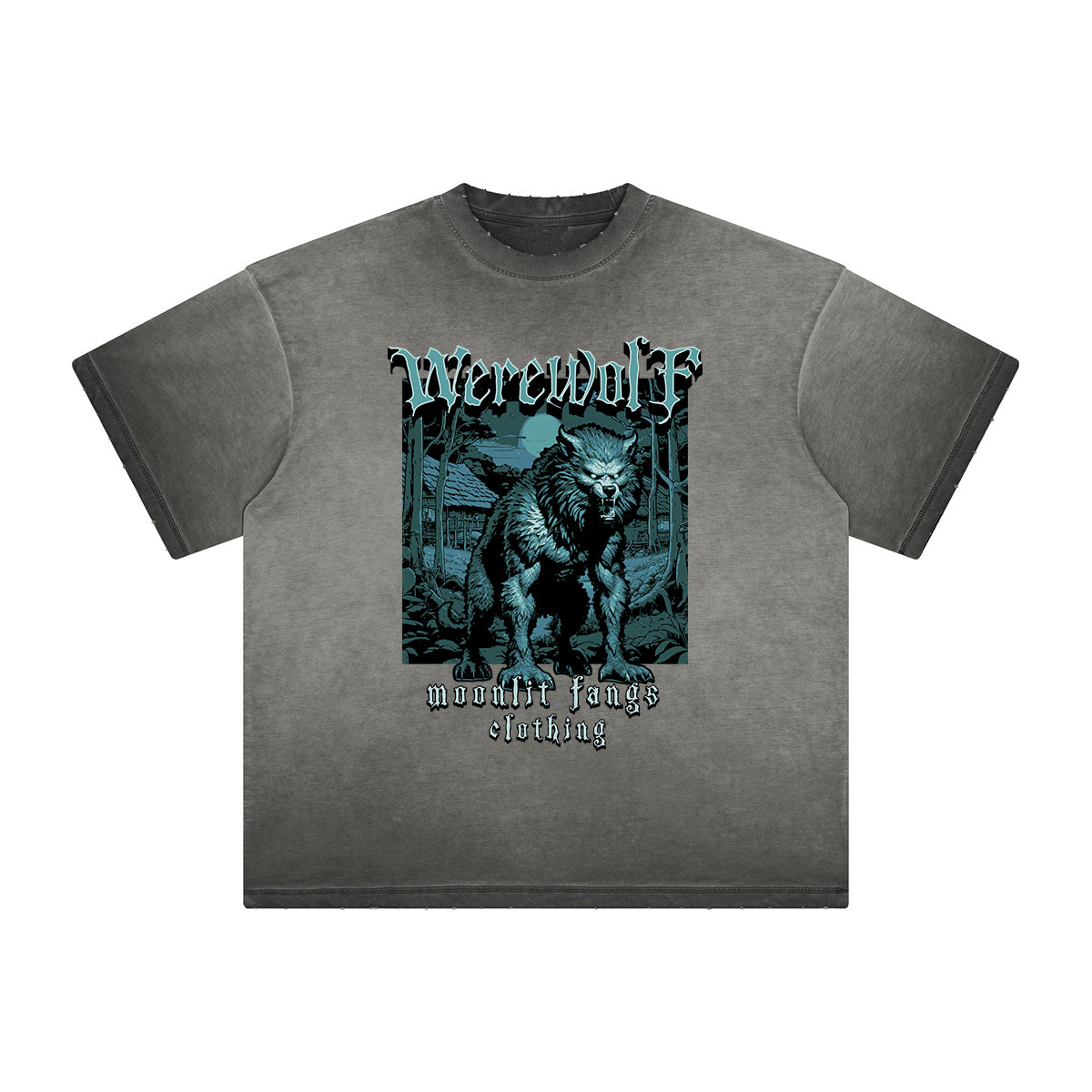 Heavy Fade Wolf Graphic T Shirt