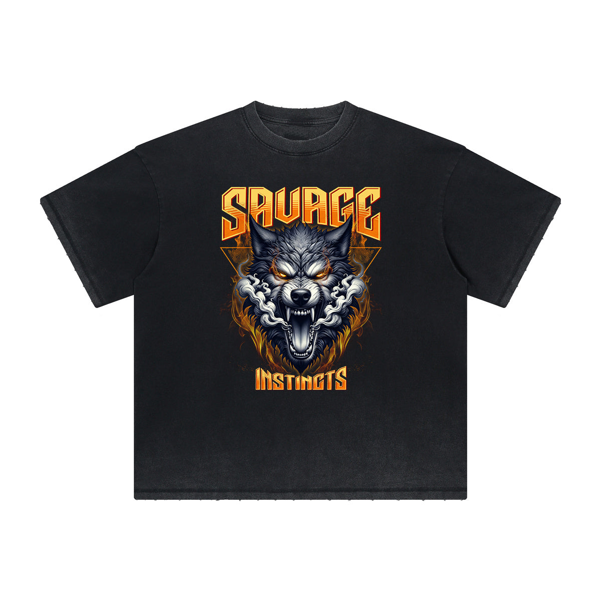 Vintage Frayed Wolf Pattern Tee