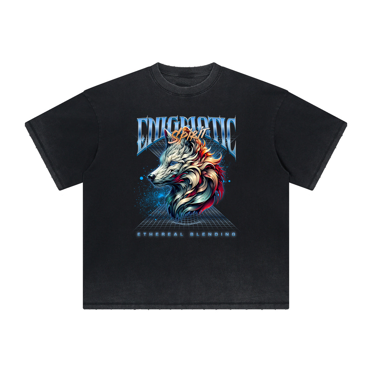 Vintage Frayed Wolf Pattern Tee