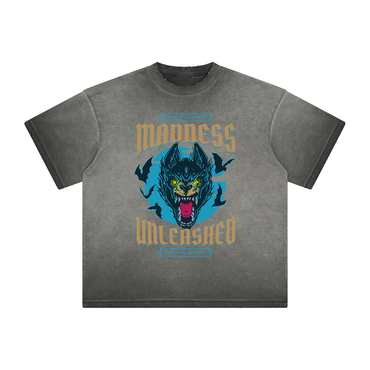 Heavy Fade Wolf Graphic T Shirt