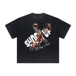 Heavy Fade Basketball Print T-Shirt