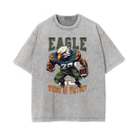 Stone-Washed Sports Graphic Print T-Shirt