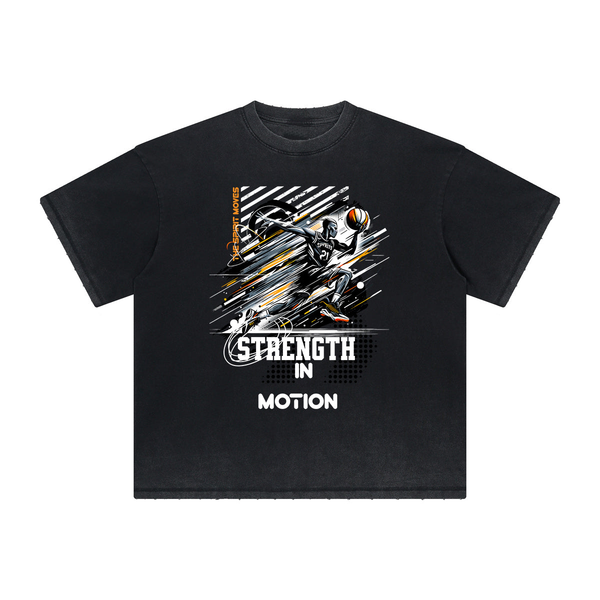 Heavy Fade Basketball Print T-Shirt