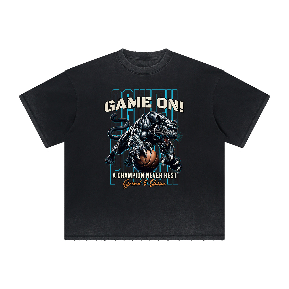 Heavy Fade Basketball Print T-Shirt