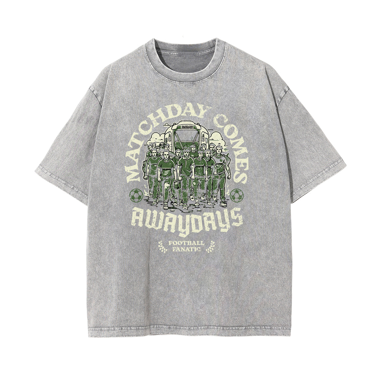 Stone-Washed Sports Graphic Print T-Shirt