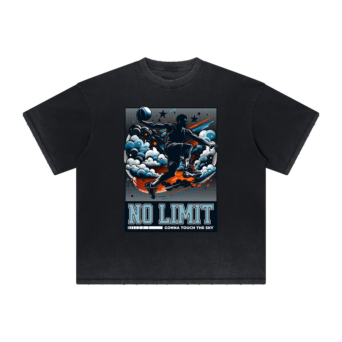 Heavy Fade Basketball Print T-Shirt